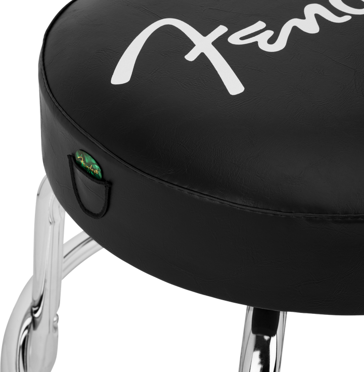 Fender® Spaghetti Logo Pick Pouch Barstool, Black/Chrome, 24"