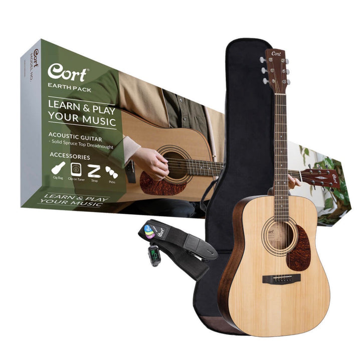 Cort Earth Acoustic Guitar Pack - Open Pore Natural