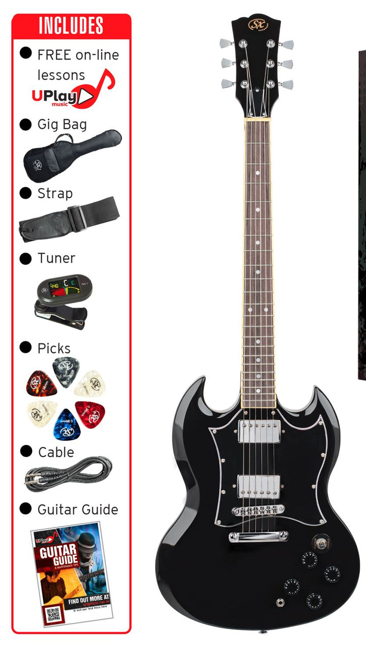 SX SG Style Guitar Pack - Black