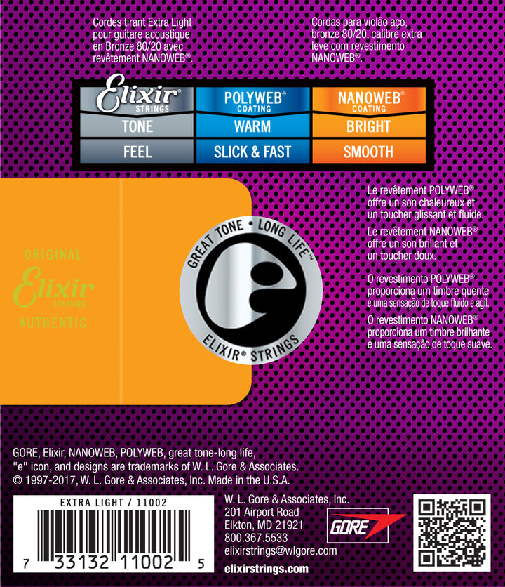 Acoustic Gtr Str Set 10/47 Ctd-Br X/Lt Nanoweb