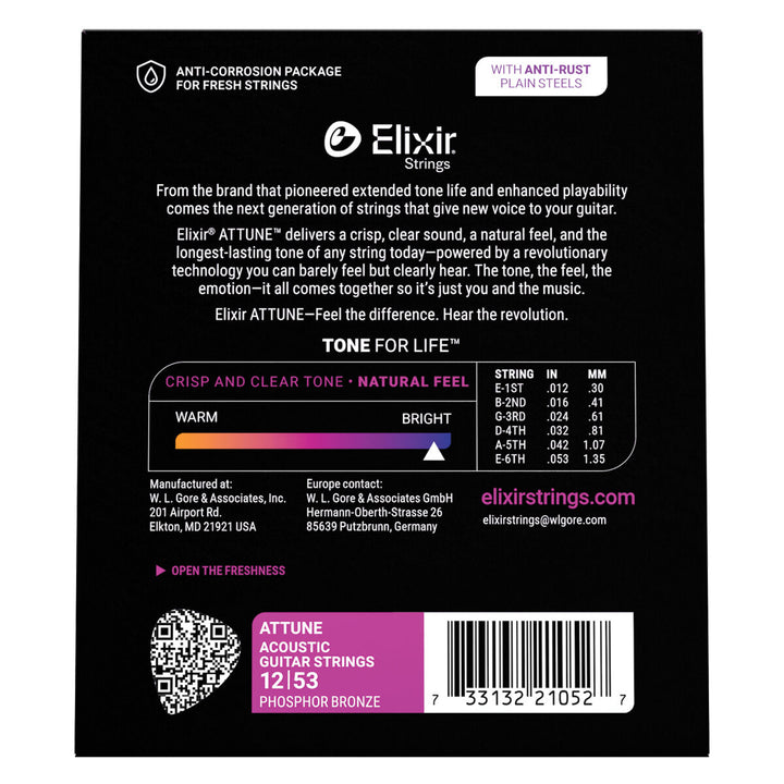 Elixir Attune Phosphor Bronze Light 12-53