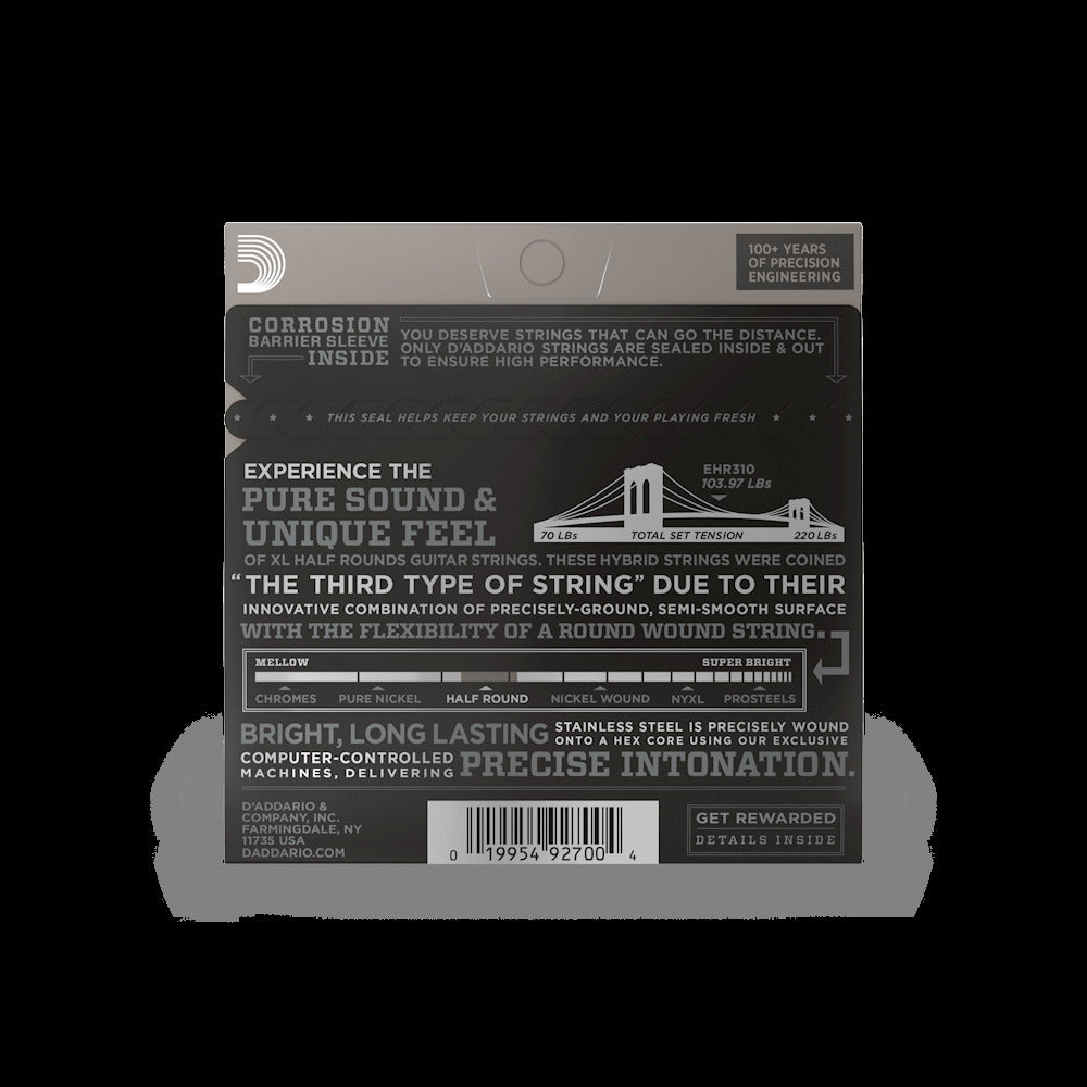 D'Addario EHR310 Half Round Electric Guitar Strings, REGULAR LIGHT, 10-46