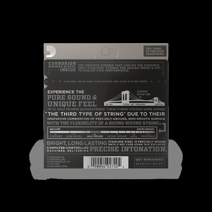 D'Addario EHR310 Half Round Electric Guitar Strings, REGULAR LIGHT, 10-46