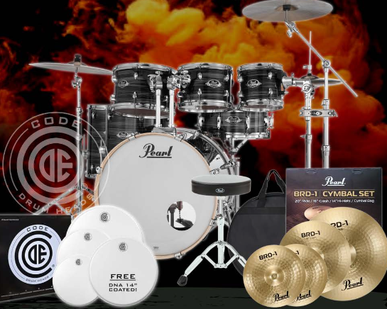 Pearl EXX Export-Plus 22" Fusion-Plus Drum Kit Package - Jet Black