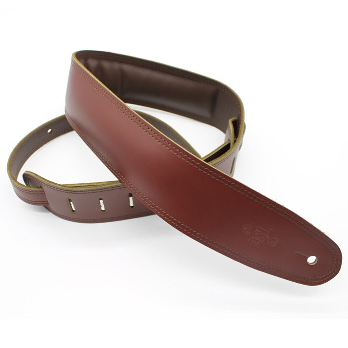 DSL 2.5" Padded Leather Guitar Strap Brown