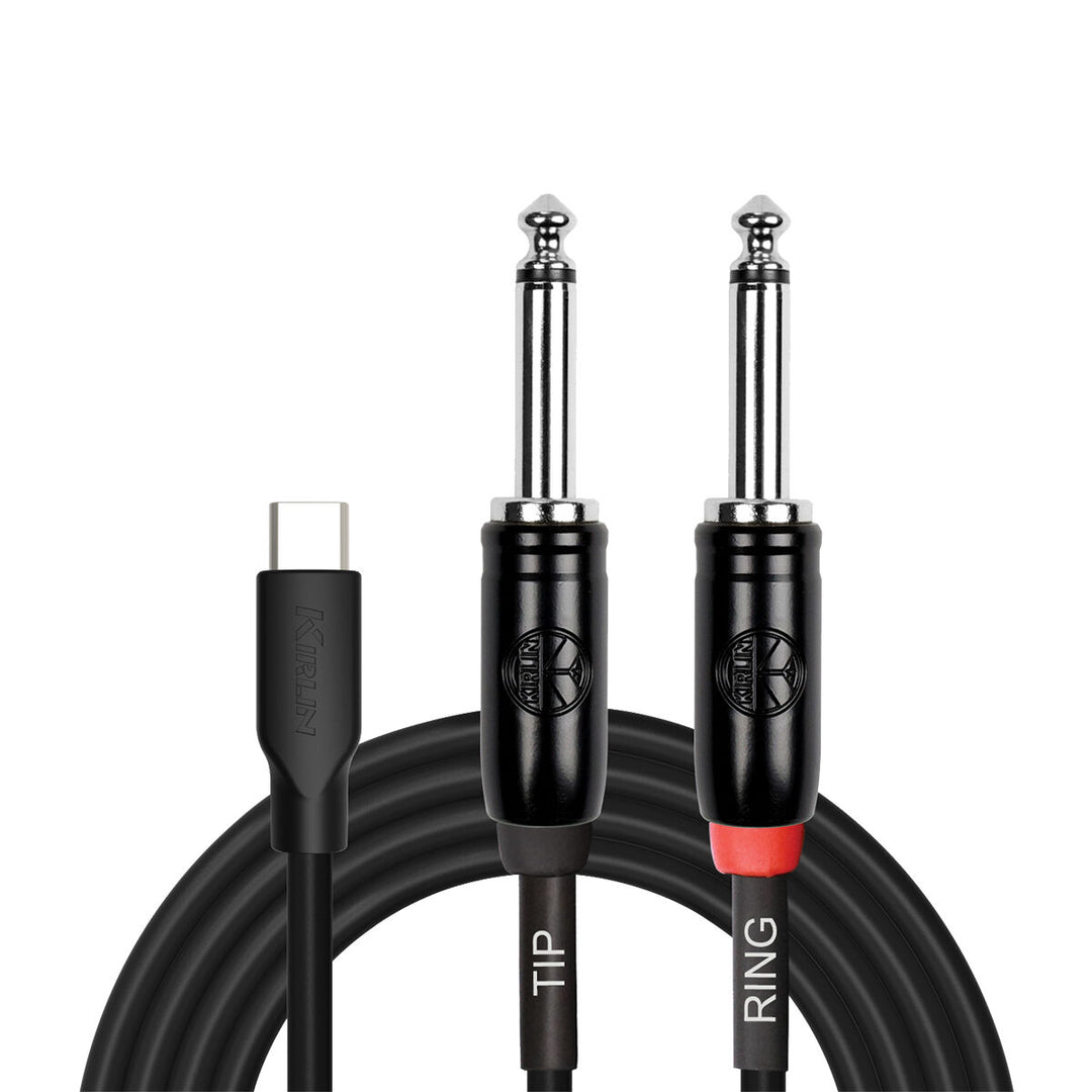 Kirlin 6ft USB C Cable to 2 x 1/4" Mono (Tip Ring)