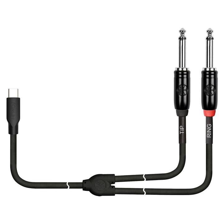 Kirlin 6ft USB C Cable to 2 x 1/4" Mono (Tip Ring)