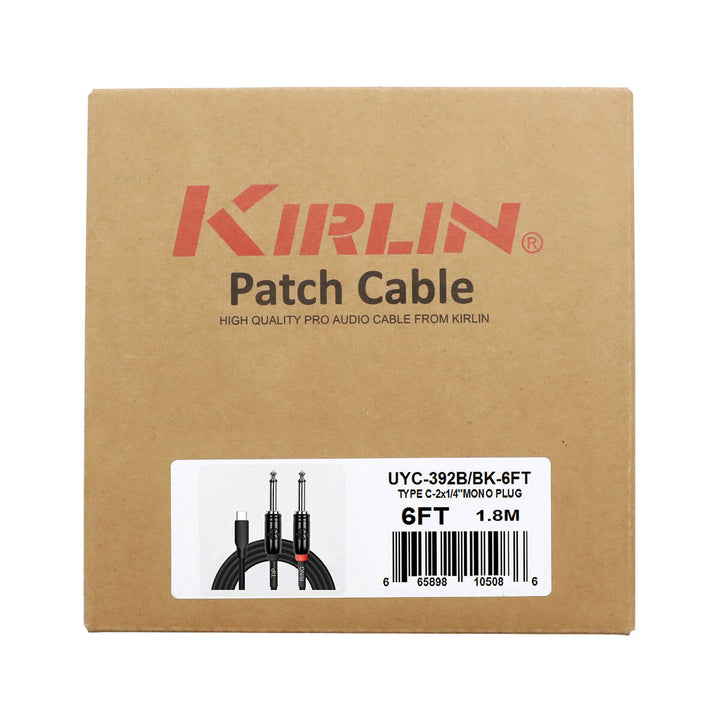 Kirlin 6ft USB C Cable to 2 x 1/4" Mono (Tip Ring)