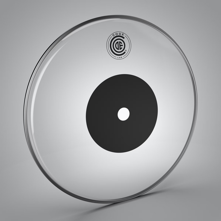 Code 10" Law Clear Drum Head - Black Dot
