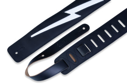 LEVY'S Straps Black Leather Lightening Bolt Guitar Strap 2 1/2'' Wide