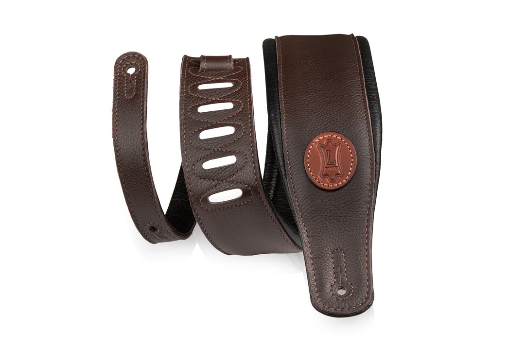 Dark Brown Garment Leather Guitar Strap 3" Wide
