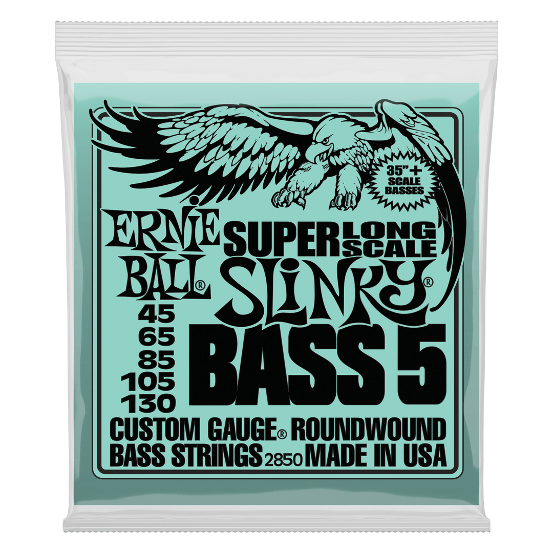 Ernie Ball Slinky Nickel Wound Super Long Scale 5-String Electric Bass Strings 45-130 Gauge