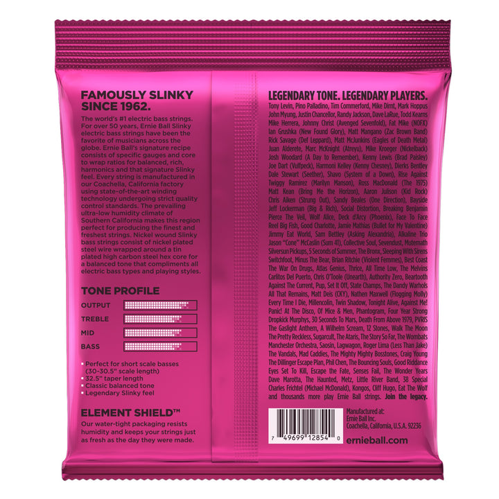 Ernie Ball 2854 Super Slinky Nickel Wound Short Scale Bass Strings, (40-100)