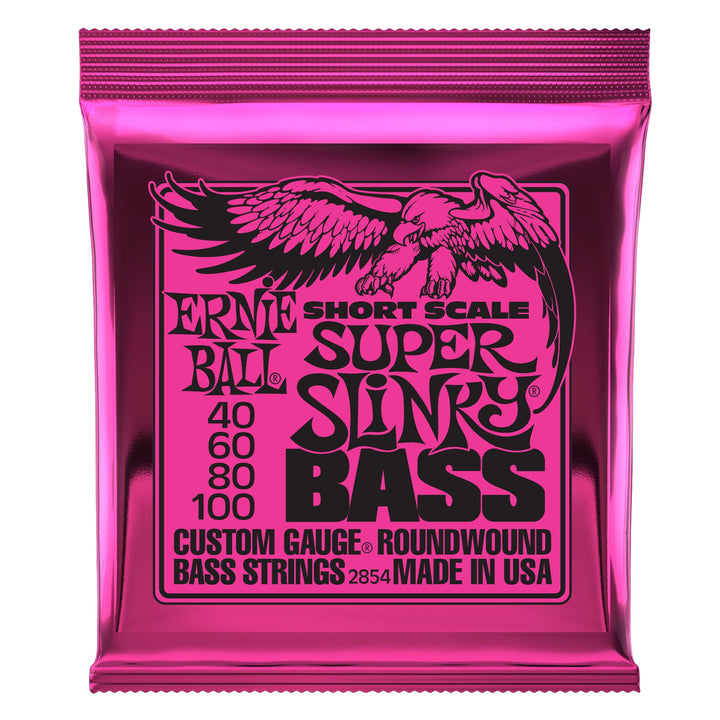 Ernie Ball 2854 Super Slinky Nickel Wound Short Scale Bass Strings, (40-100)