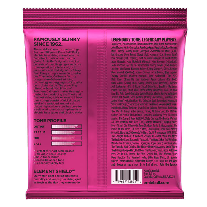 Ernie Ball Super Slinky Nickel Wound Short Scale Electric Bass Strings 40-100 Gauge