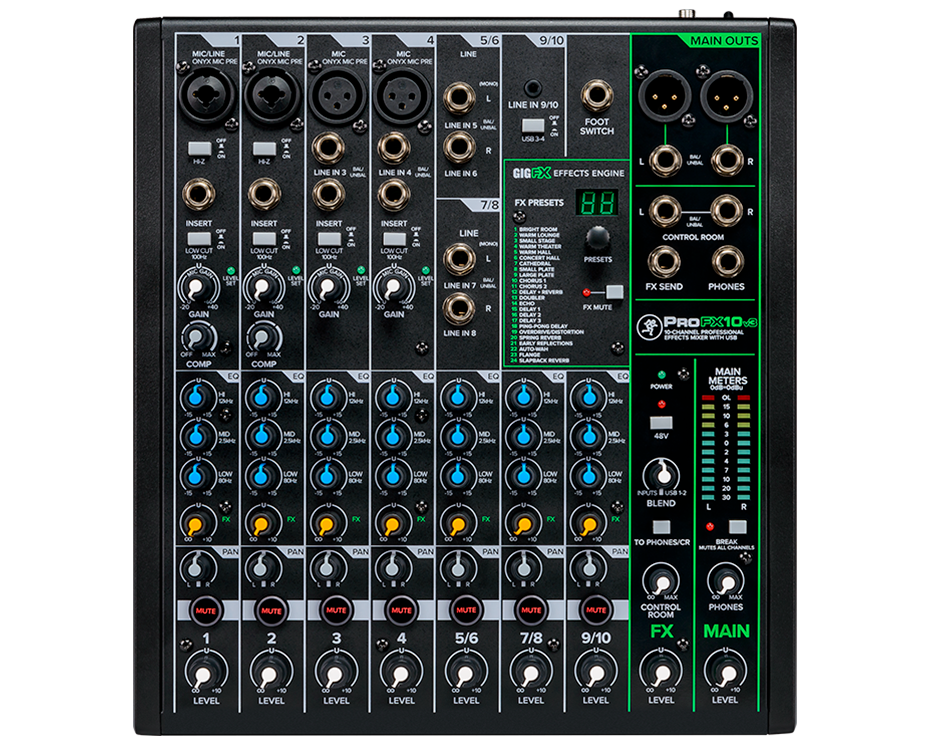 10 Channel Professional Effects Mixer with USB
