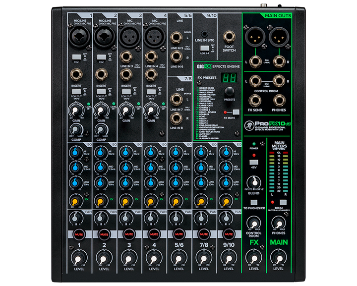 10 Channel Professional Effects Mixer with USB