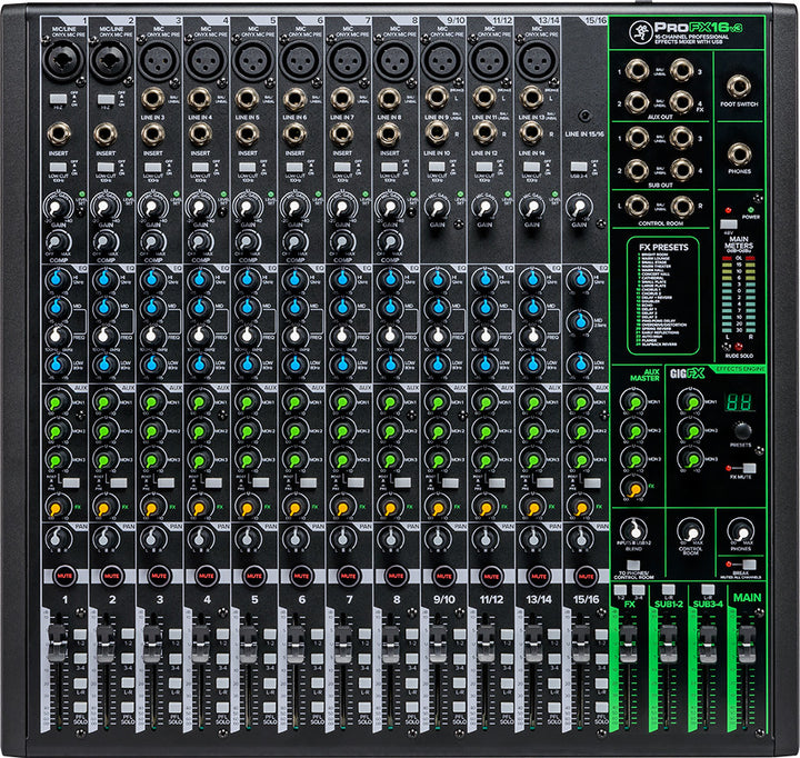 16 Channel 4-bus Professional Effects Mixer with USB