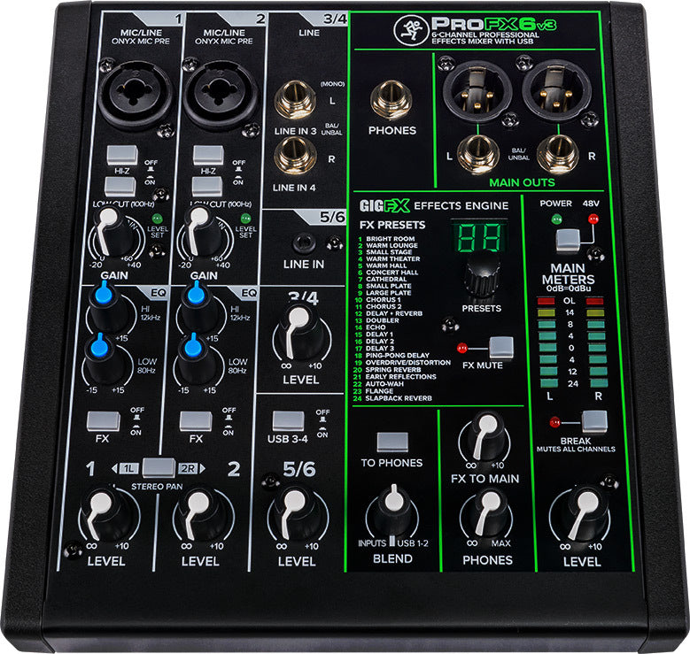 6 Channel Professional Effects Mixer with USB