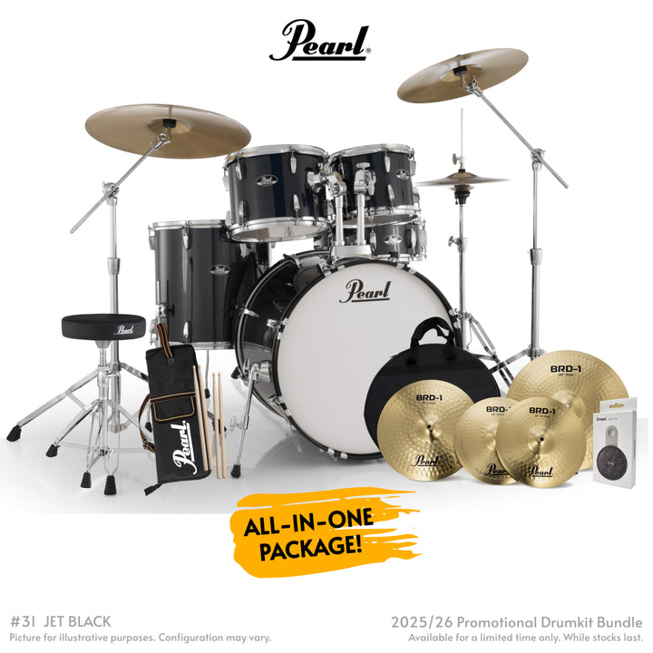 Pearl Roadshow-Plus 22" 5pc Drum Kit Package - Jet Black