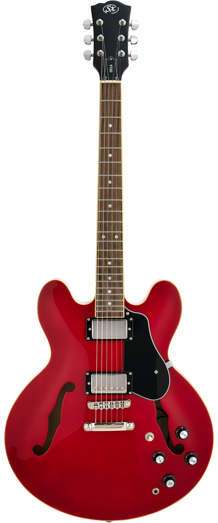 SX 335 Style Hollow Body Electric Guitar - Transparent Cherry Red