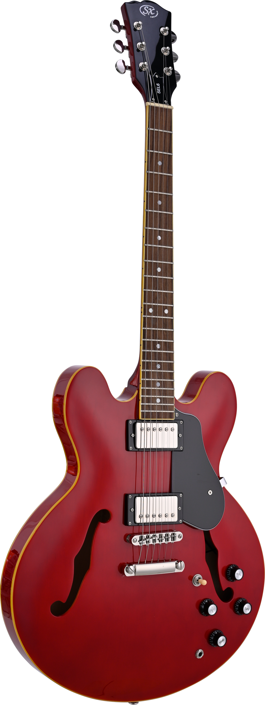 SX 335 Style Hollow Body Electric Guitar - Transparent Cherry Red