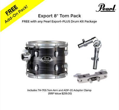 Pearl EXX Export-Plus 22" Fusion-Plus Drum Kit Package 6pc WITH 8" TOM - Graphite Silver Twist