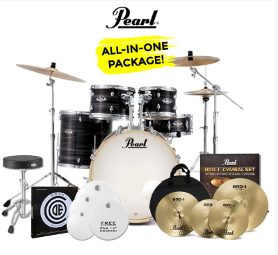 Pearl EXX Export-Plus 22" Fusion-Plus Drum Kit Package 6pc WITH 8" TOM - Graphite Silver Twist
