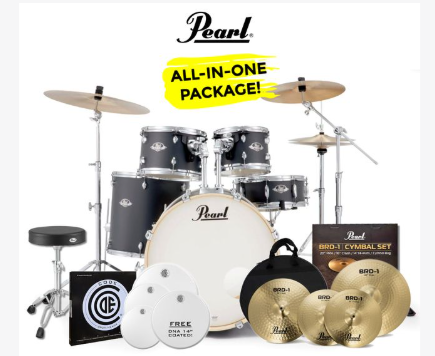 Pearl EXX Export-Plus 22" Fusion-Plus Drum Kit Package 6pc WITH 8" TOM - Graphite Slate