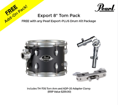 Pearl EXX Export-Plus 22" Fusion-Plus Drum Kit Package 6pc WITH 8" TOM - Graphite Slate