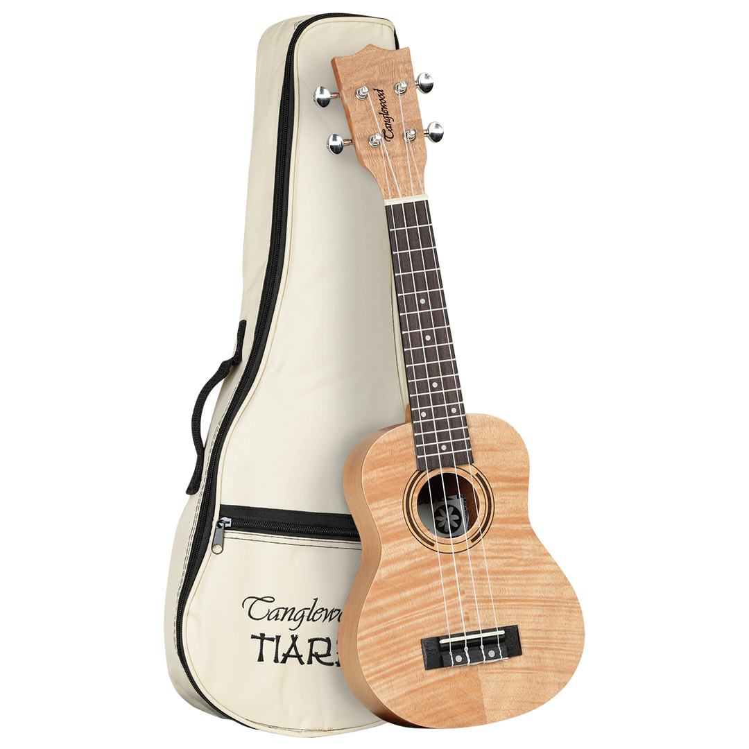 Tanglewood TWT5B Tiare Soprano Ukulele All Flame Mahogany with Bag