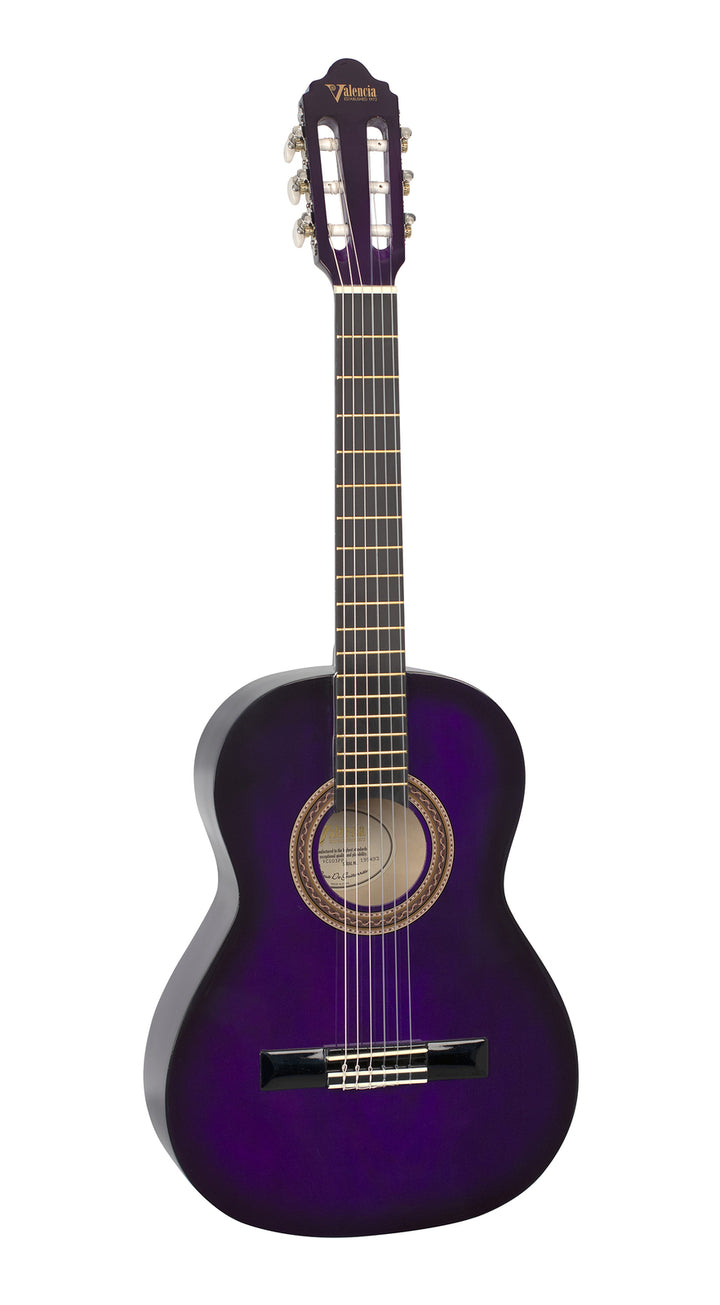 Valencia 100 Series 3/4 Classical Guitar in Purple Burst