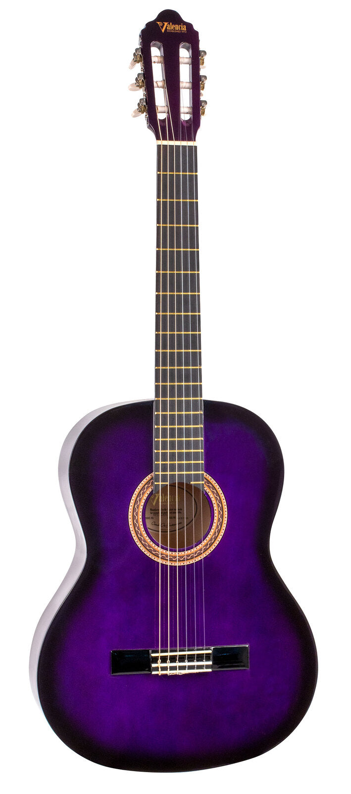 Valencia 100 Series 4/4 Classical Guitar in Purple Burst