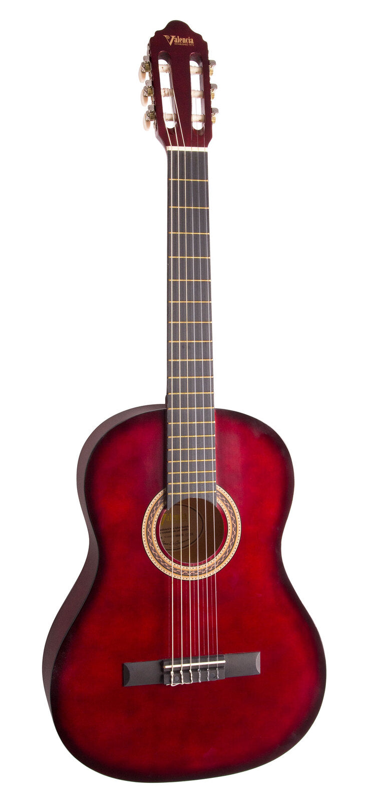 Valencia 100 Series 4/4 Classical Guitar in Red Burst