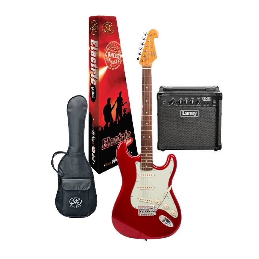 Essex & Laney Electric Guitar SSS Pack in Candy Apple Red