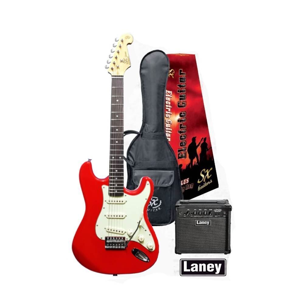 Essex & Laney Electric Guitar SSS Pack in Fiesta Red