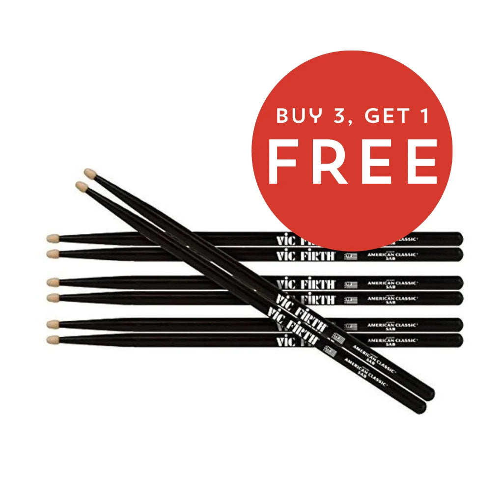 Vic Firth 5A Wood Tip Black 4 Pack