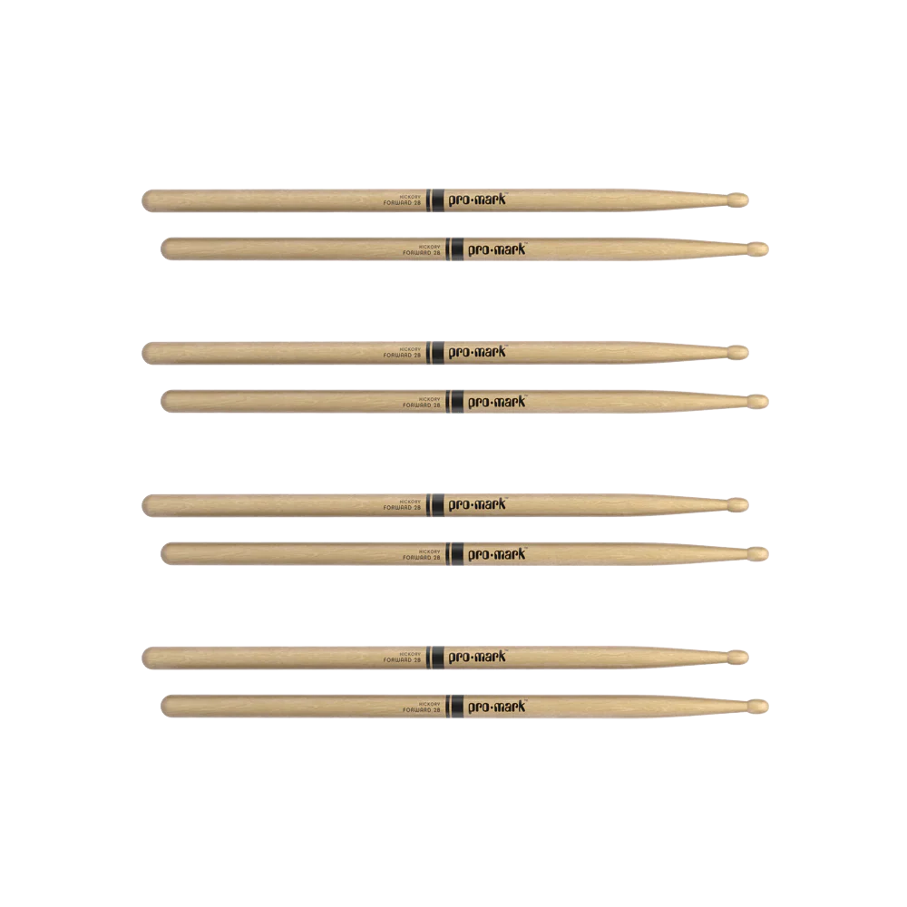 ProMark 2B Wood Tip Classic Forward Drum Sticks - 4 Pack