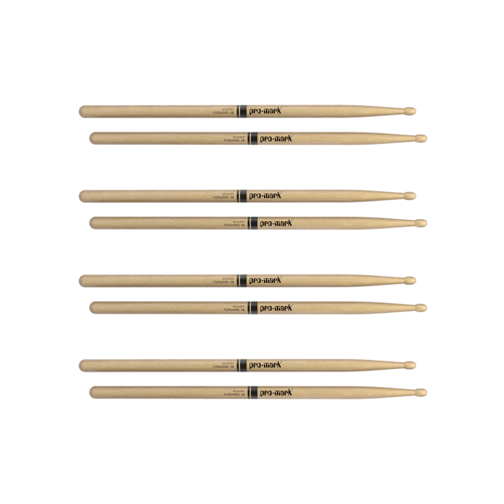 ProMark 2B Wood Tip Classic Forward Drum Sticks - 4 Pack