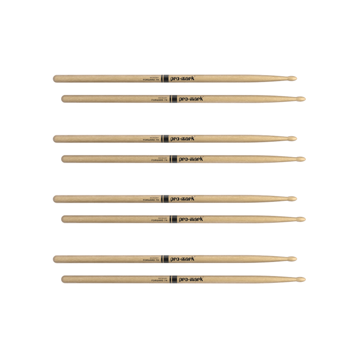 ProMark 7A Wood Tip Classic Forward Drum Sticks - 4 Pack